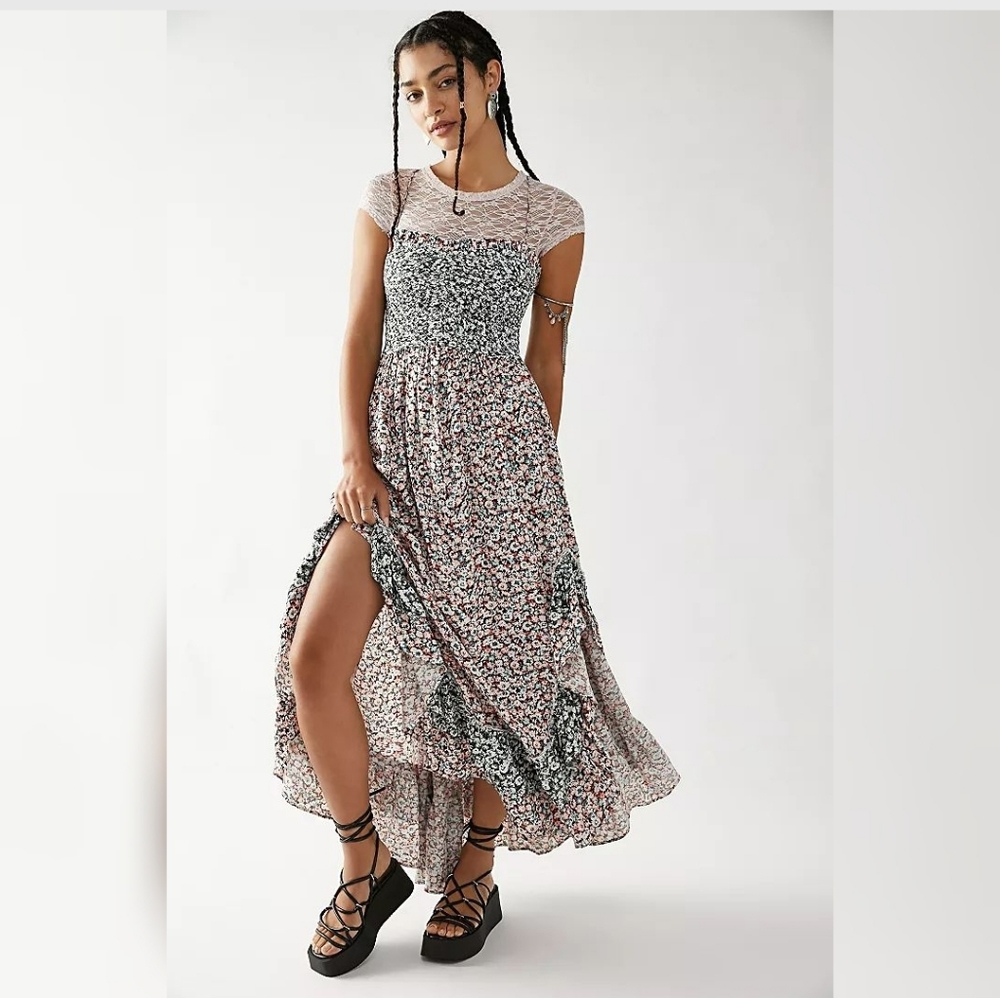NWOT Free People One I Love Floral Smocked Maxi Dress